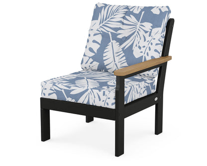 POLYWOOD® Vineyard Modular Right Arm Chair in Black / Natural / Leaf Sky Blue
