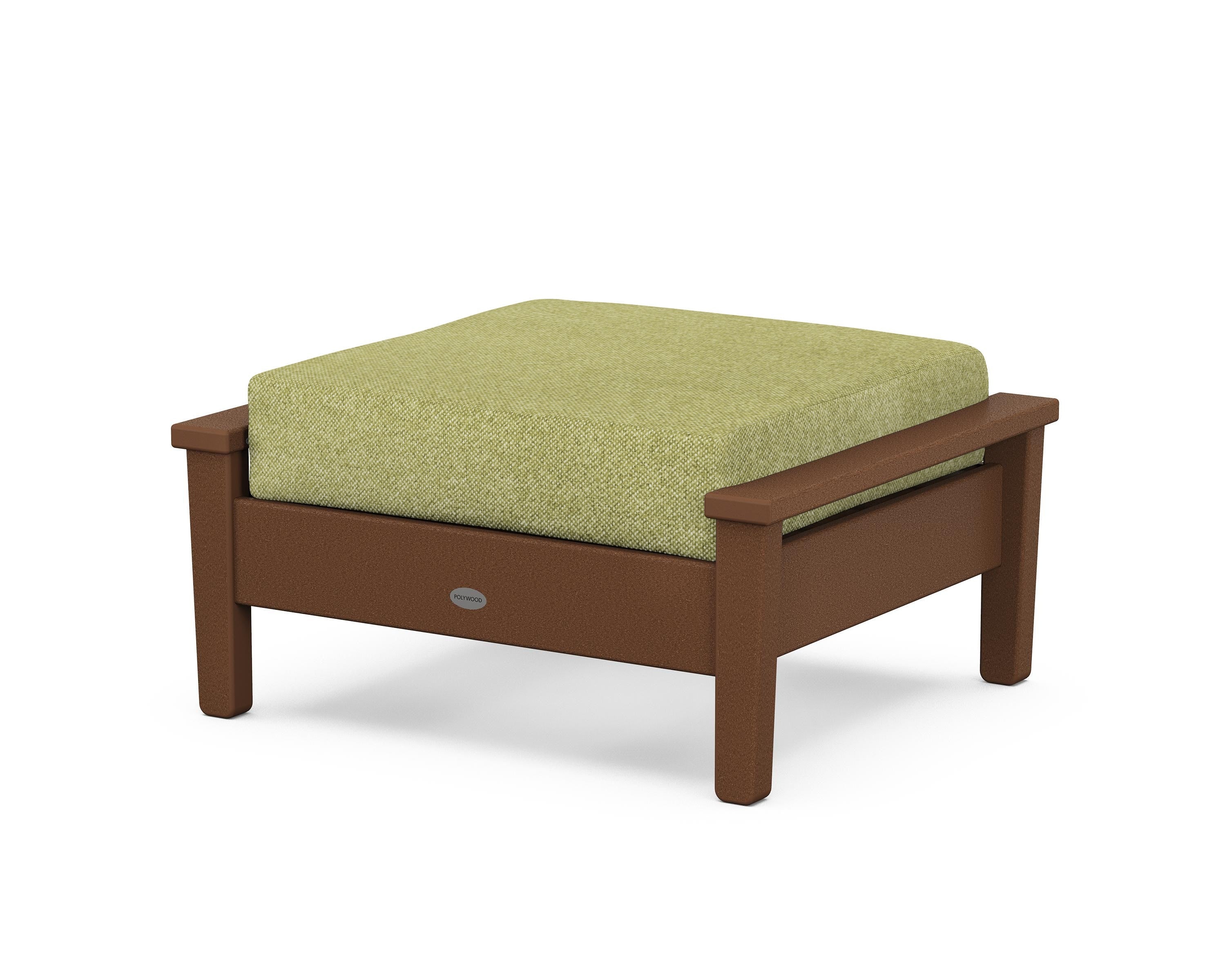 POLYWOOD® Prescott Deep Seating Ottoman in Teak / Chartreuse Boucle