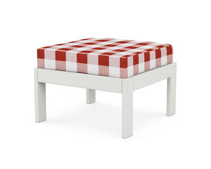 POLYWOOD® Vineyard Modular Ottoman in Vintage White / Buffalo Plaid Crimson