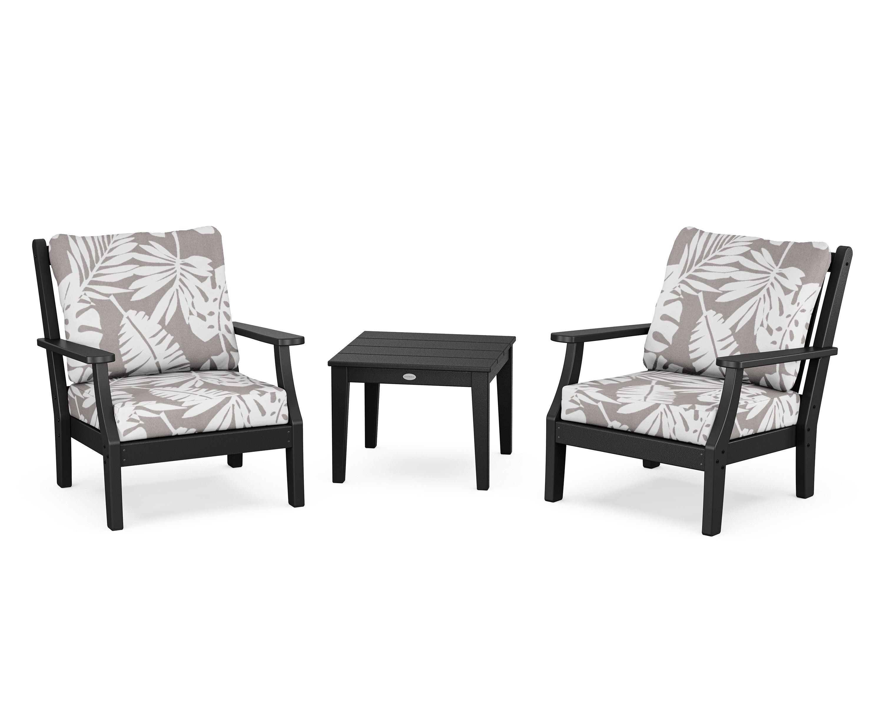 Country Living Wovendale 3-Piece Deep Seating Set in Black / Leaf Grey Mist