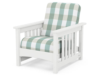 POLYWOOD® Club Mission Chair in White / Buffalo Plaid Glacier Spa
