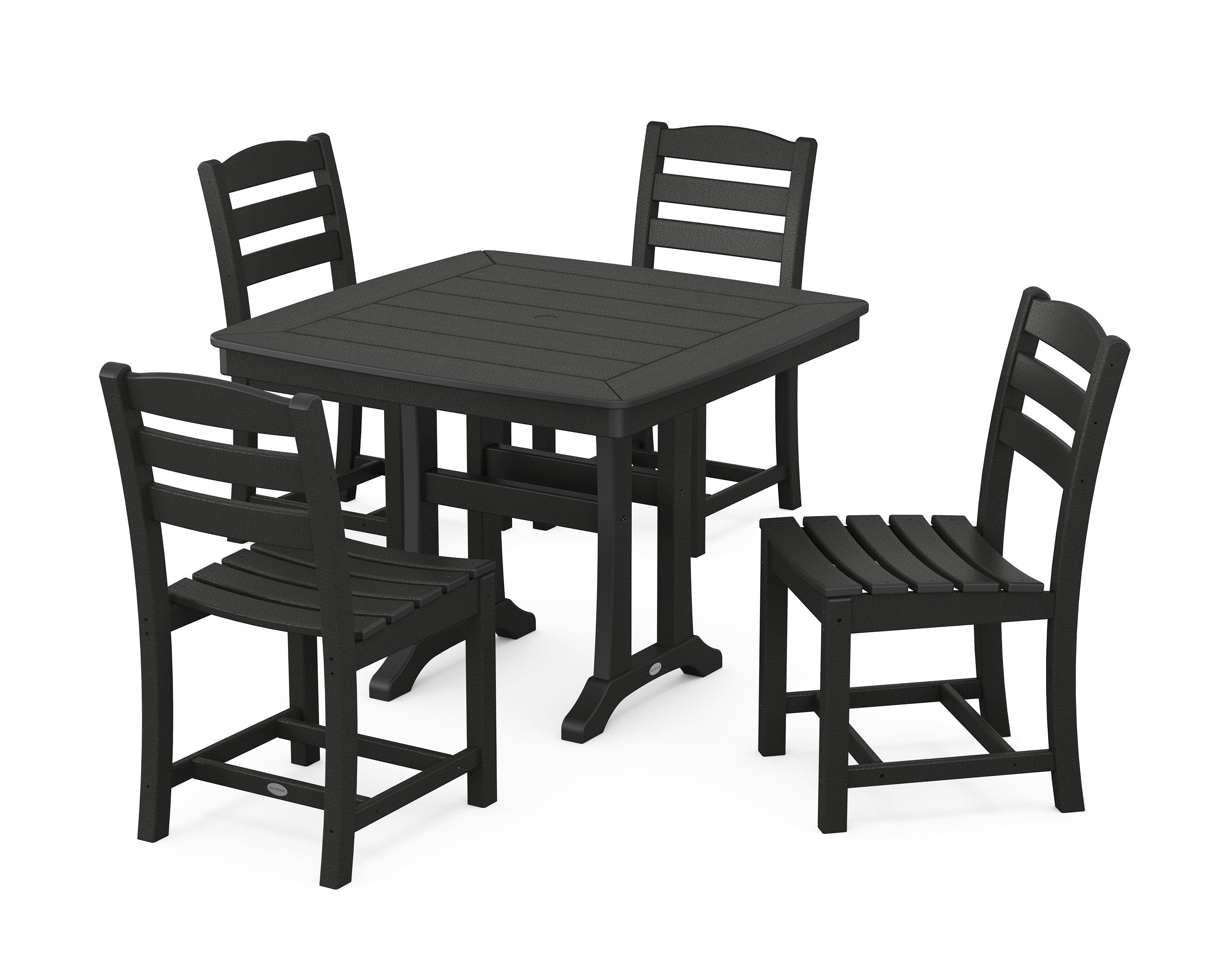 POLYWOOD® La Casa Café Side Chair 5-Piece Dining Set with Trestle Legs in Black