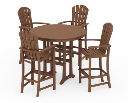 POLYWOOD® Palm Coast 5-Piece Round Bar Set in Teak