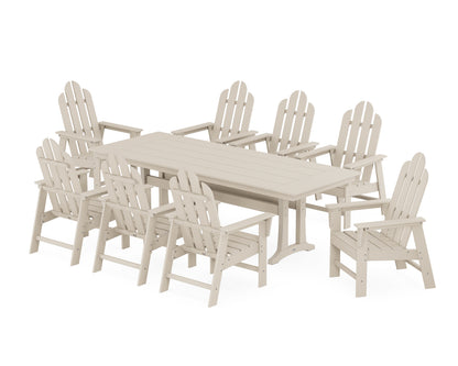 POLYWOOD® Long Island 9-Piece Farmhouse Dining Set with Trestle Legs in Sand