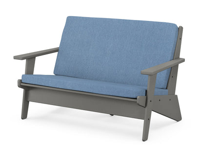 POLYWOOD® Riviera Modern Lounge Loveseat in Slate Grey / Sky Blue