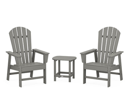 POLYWOOD® South Beach Casual Chair 3-Piece Set with 18" South Beach Side Table in Slate Grey