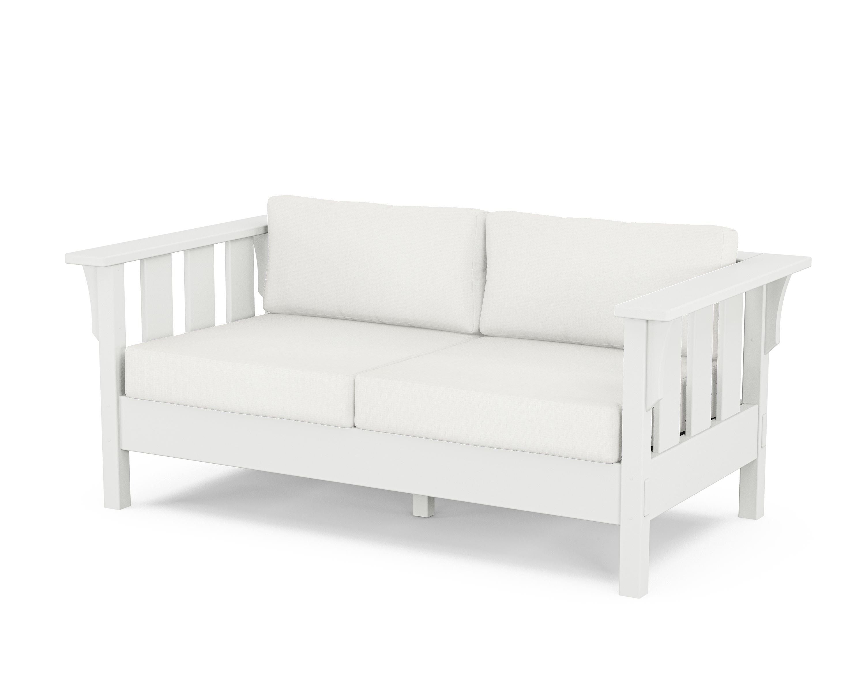 Martha Stewart by POLYWOOD® Acadia Deep Seating Loveseat in White / Natural Linen