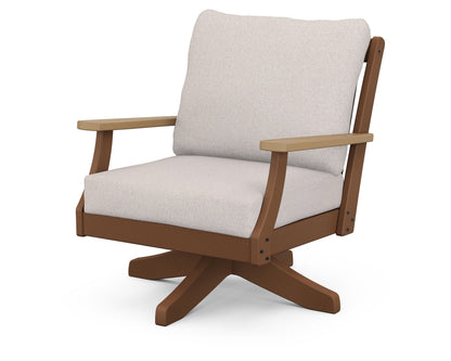 POLYWOOD® Braxton Deep Seating Swivel Chair in Teak / Natural / Dune Burlap