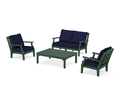 Martha Stewart by POLYWOOD® Chinoiserie 4-Piece Deep Seating Set with Loveseat in Green / Navy