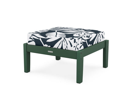 Martha Stewart by POLYWOOD® Chinoiserie Deep Seating Ottoman in Green / Leaf Marine Indigo