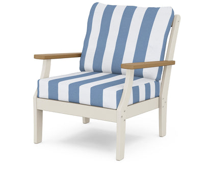 POLYWOOD® Braxton Deep Seating Chair in Sand / Natural / Cabana Stripe Sky Blue