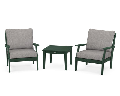 POLYWOOD® Braxton 3-Piece Deep Seating Set in Green / Grey Mist
