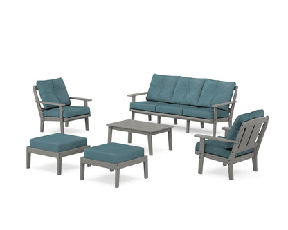 POLYWOOD® Mission 6-Piece Lounge Sofa Set in Slate Grey / Ocean Teal