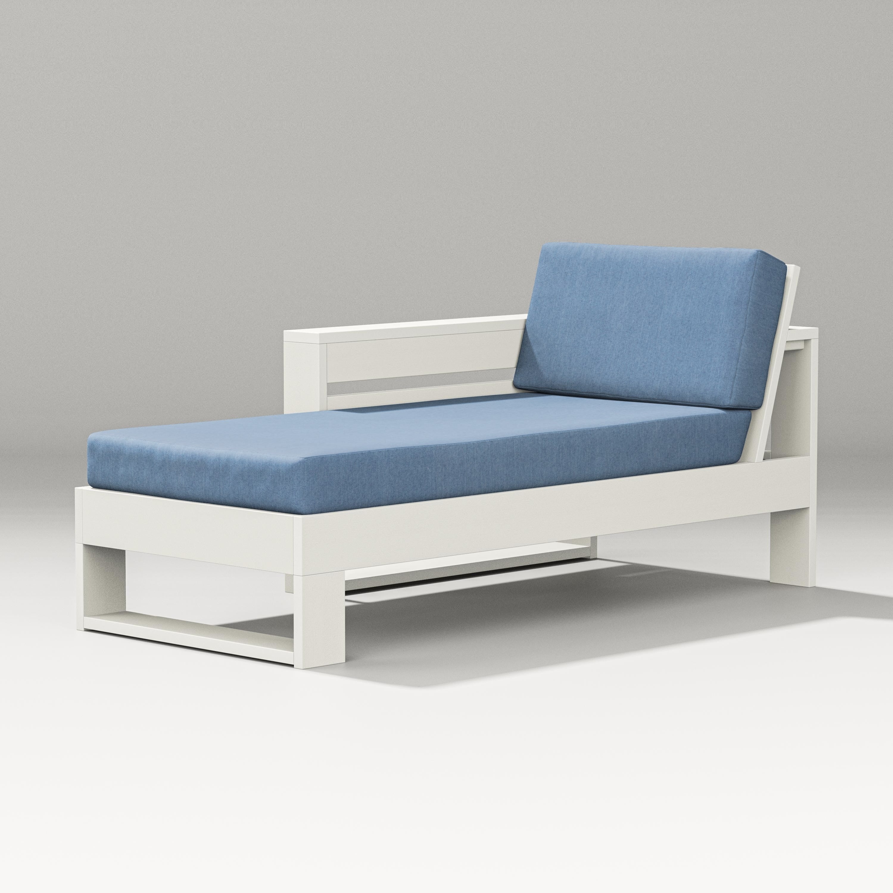 PW Designer Series Latitude Modular Left Arm Chaise in Vintage White / Sky Blue