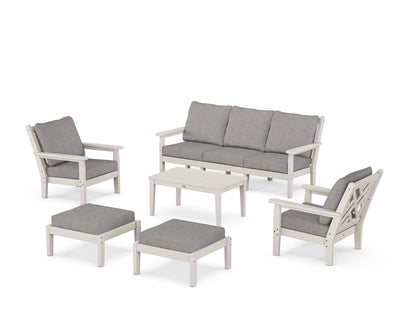 POLYWOOD® Chippendale 6-Piece Lounge Sofa Set in Sand / Grey Mist
