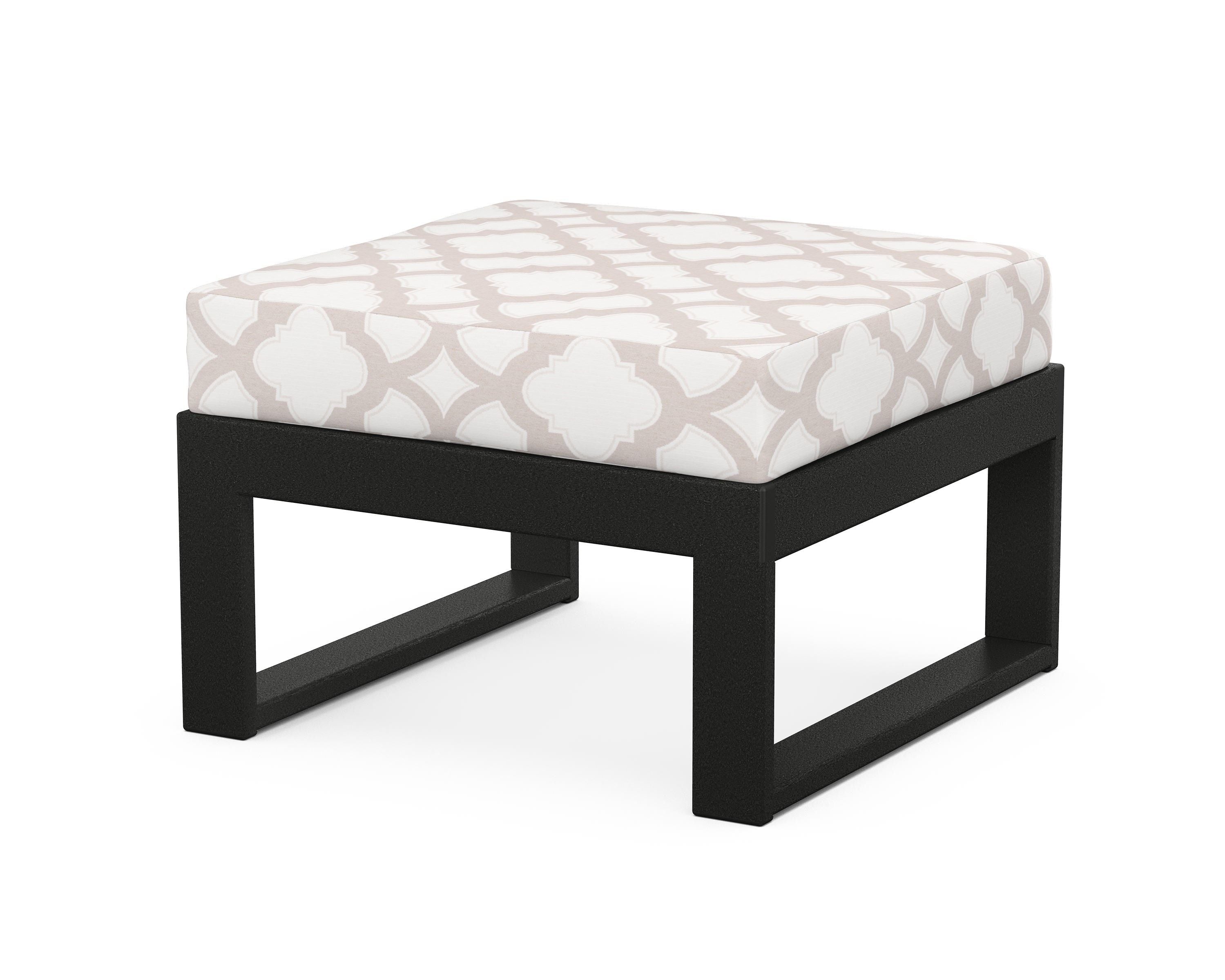 Unbranded Modular Ottoman - Modern in Black / Trellis Dune Burlap