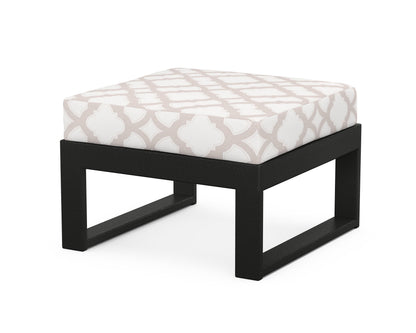 Unbranded Modular Ottoman - Modern in Black / Trellis Dune Burlap