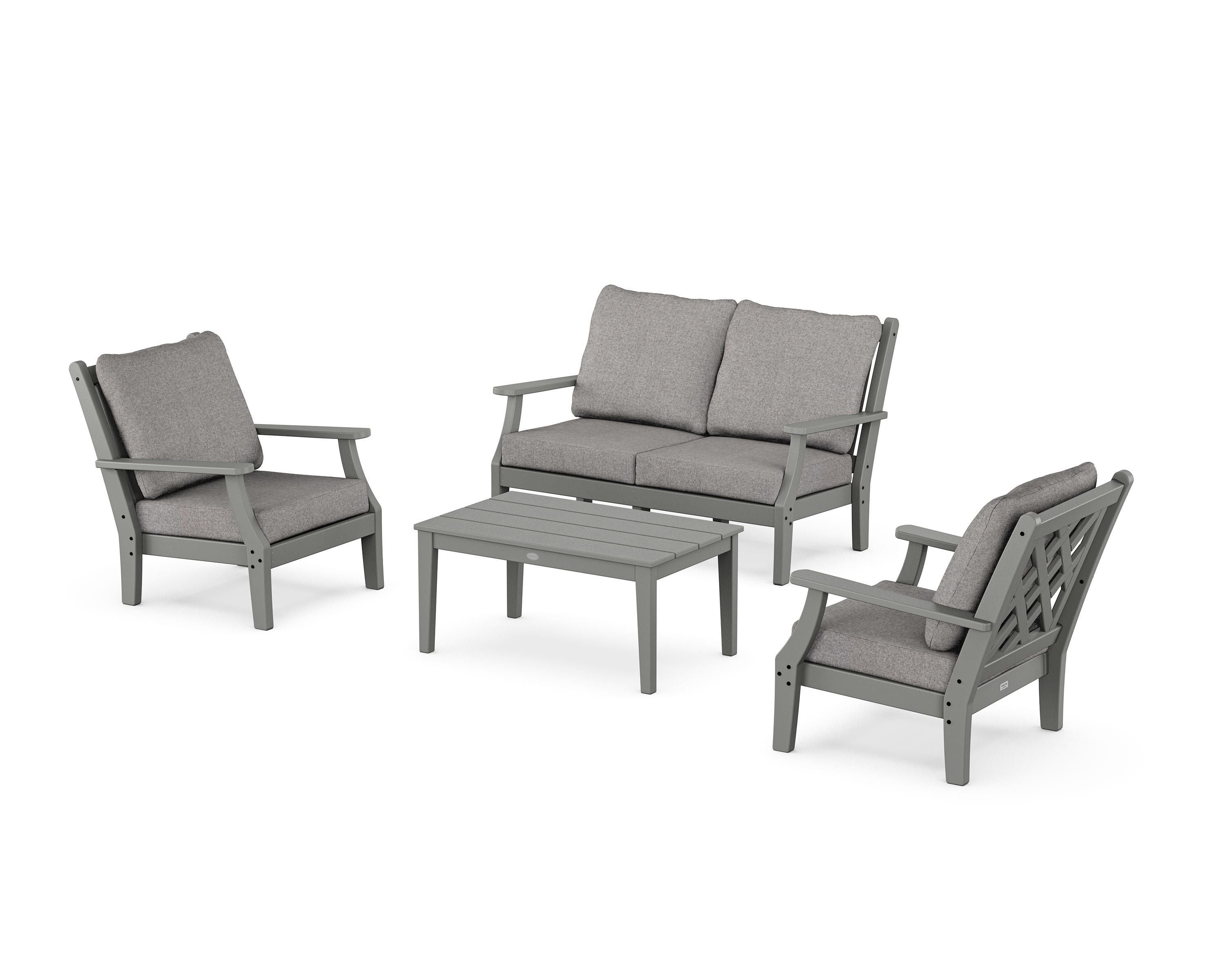 Country Living Wovendale 4-Piece Deep Seating Set with Loveseat in Slate Grey / Grey Mist