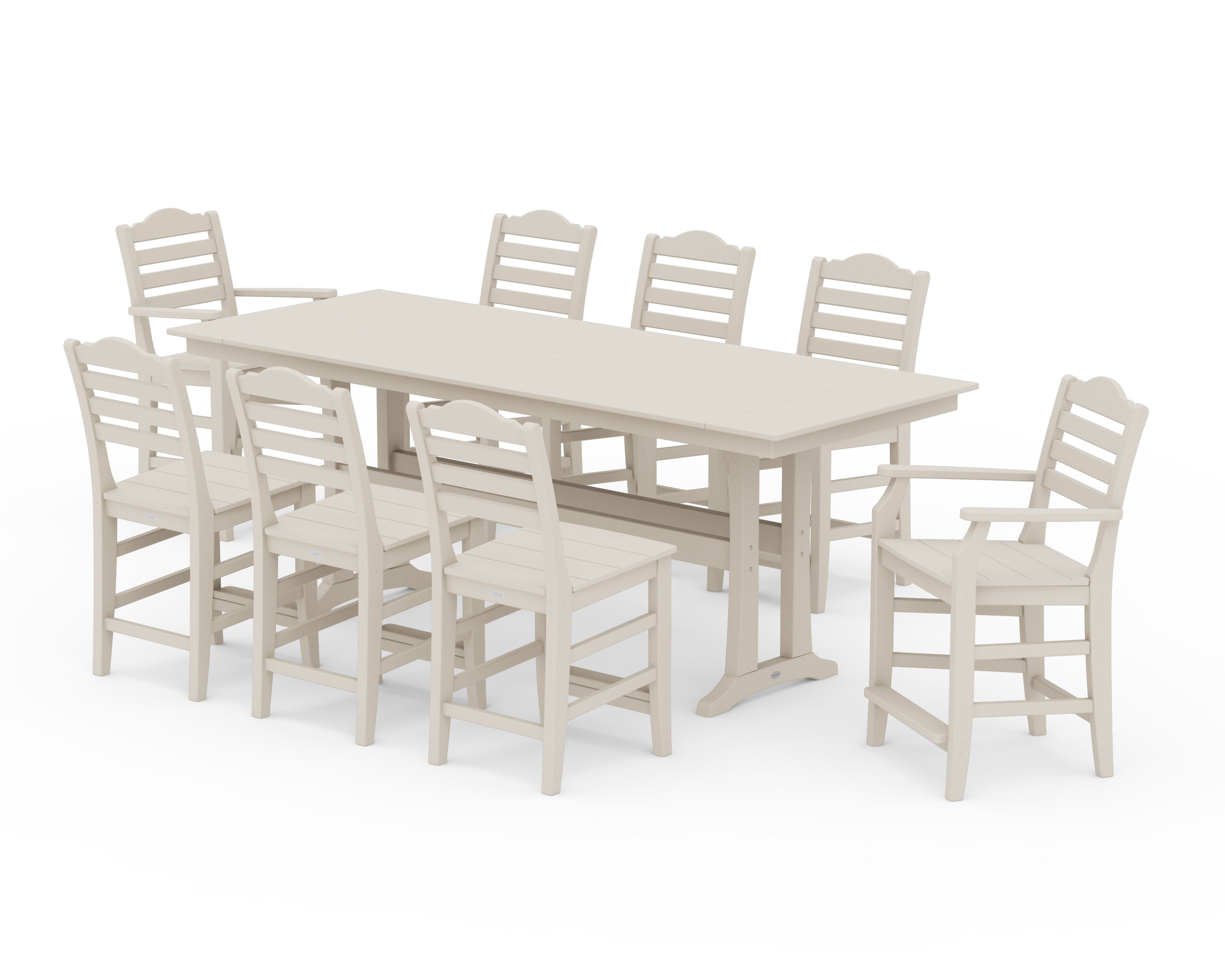 Draper James™ by  POLYWOOD® Savannah 9-Piece Farmhouse Counter Set with Trestle Legs in Sand