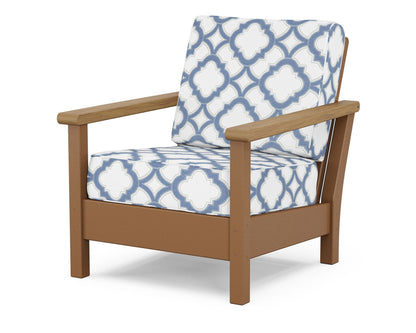 POLYWOOD® Harbour Deep Seating Chair in Teak / Natural / Trellis Sky Blue