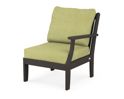 POLYWOOD® Braxton Modular Right Arm Chair in Vintage Coffee / Chartreuse Boucle