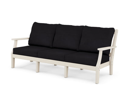 Martha Stewart by POLYWOOD® Chinoiserie Deep Seating Sofa in Sand / Midnight Linen