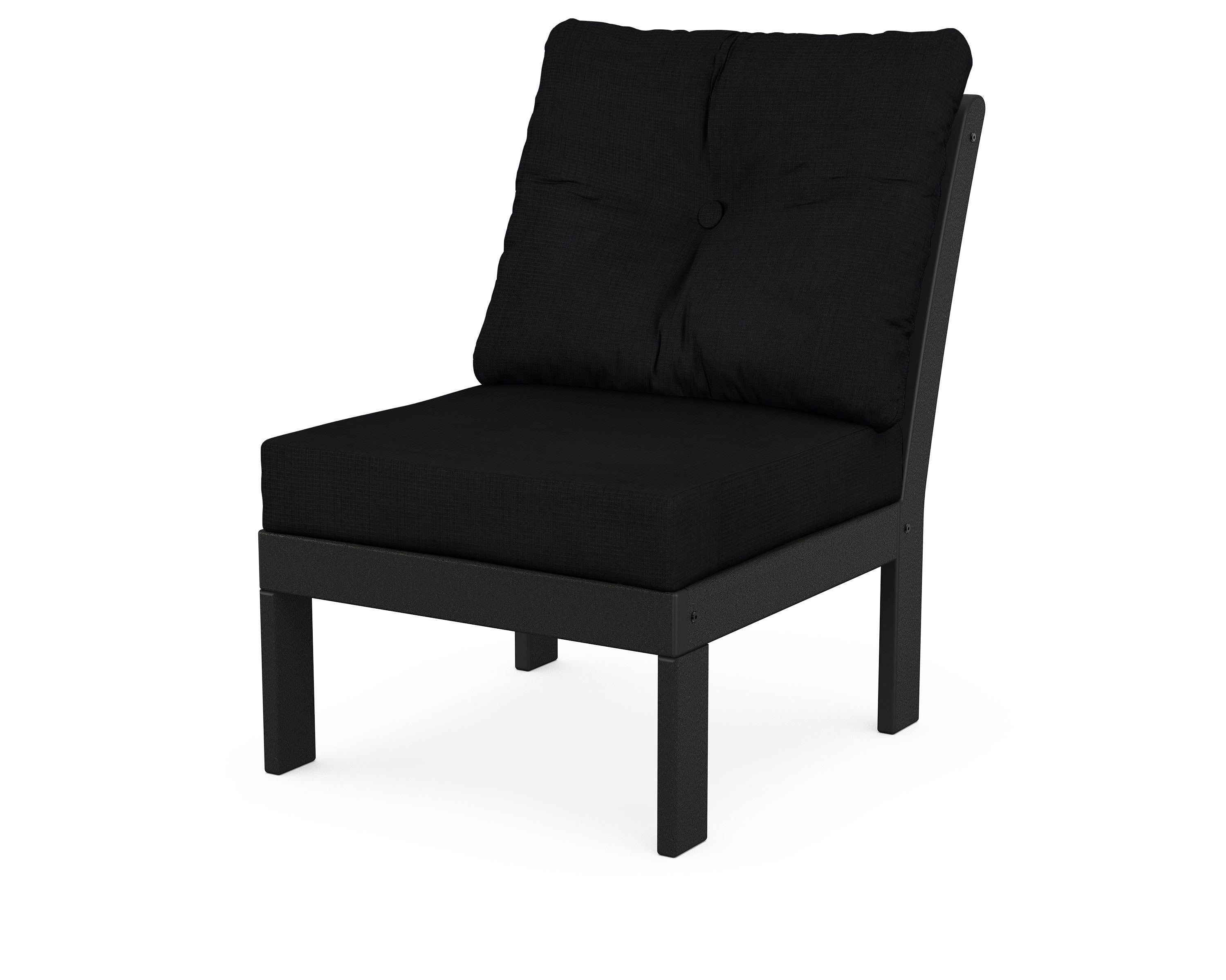 POLYWOOD® Vineyard Modular Armless Chair in Black / Midnight Linen