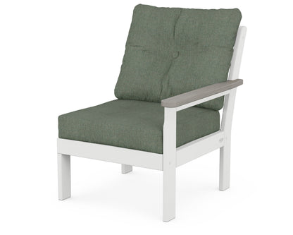 POLYWOOD® Vineyard Modular Right Arm Chair in White / Driftwood / Cast Sage