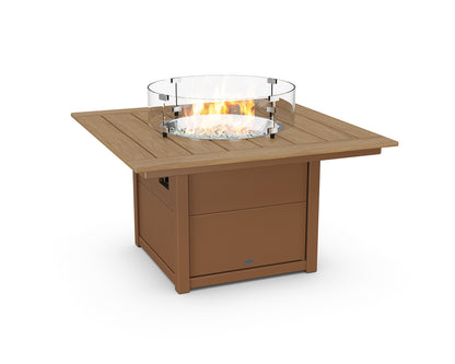 POLYWOOD® Square 42" Fire Pit Table in Teak / Natural
