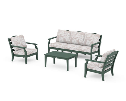 Draper James™ by  POLYWOOD® Savannah 4-Piece Deep Seating Set with Sofa in Green / Leaf Dune Burlap