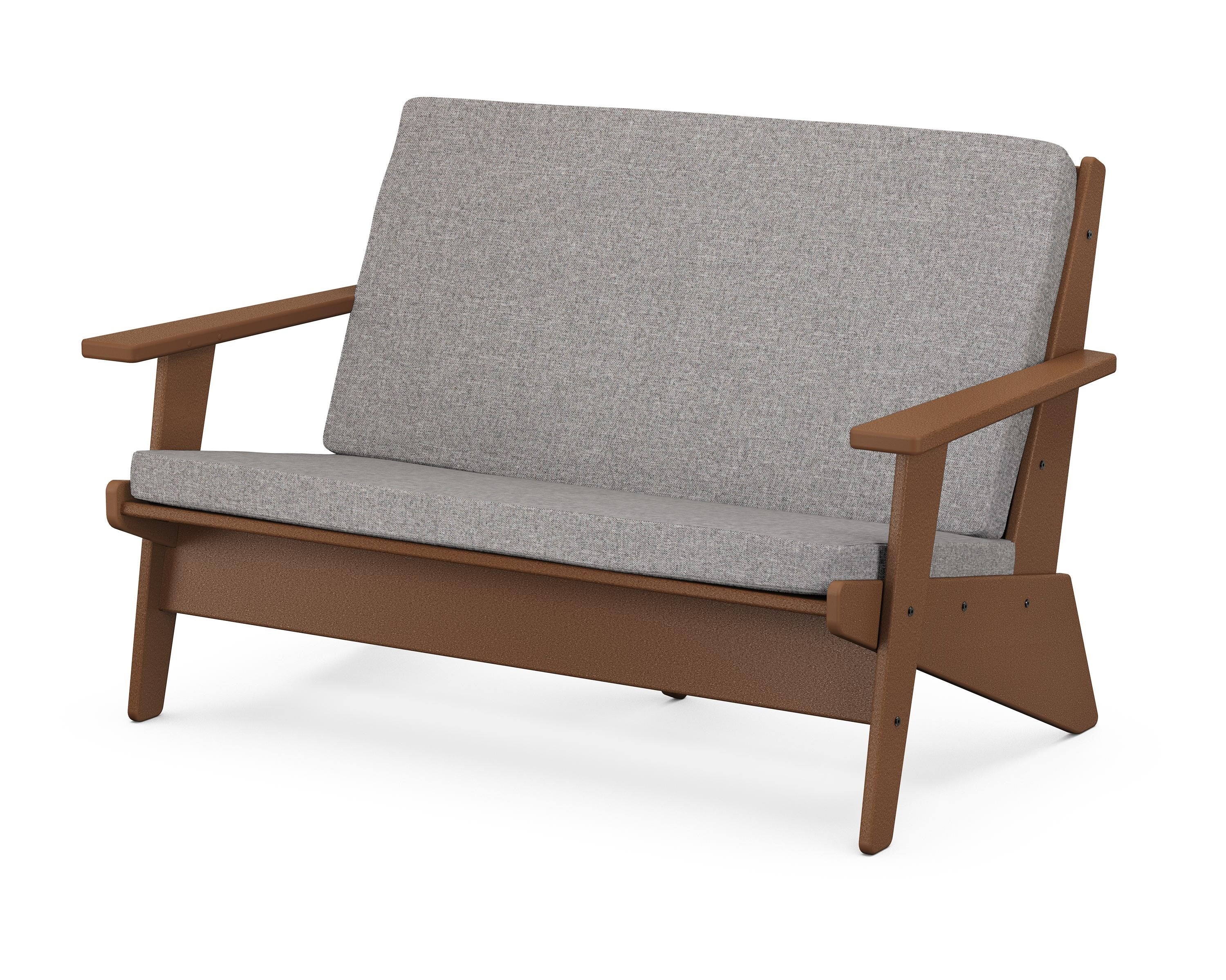 POLYWOOD® Riviera Modern Lounge Loveseat in Teak / Grey Mist