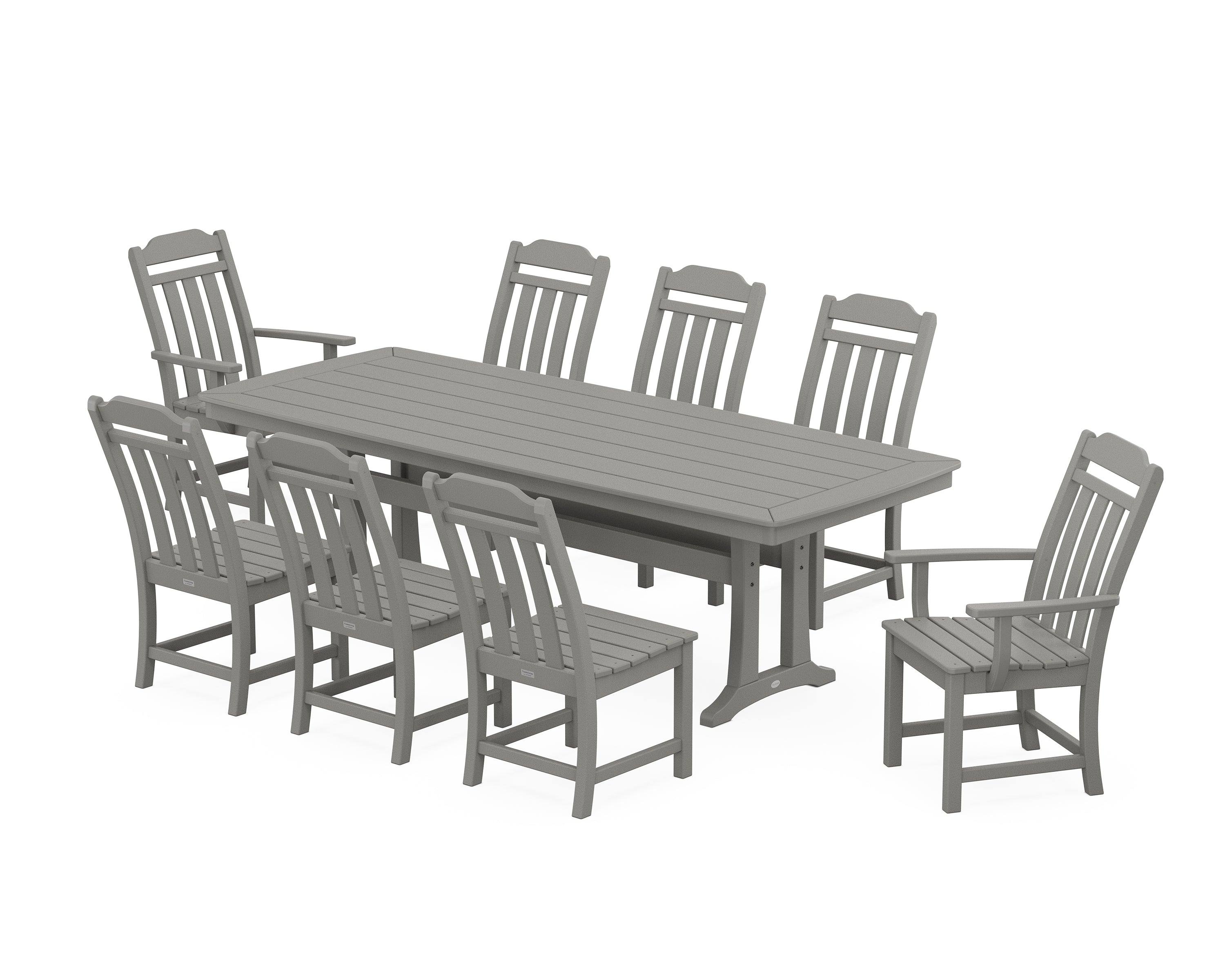 Country Living Cottage 9-Piece Dining Set with Trestle Legs in Slate Grey