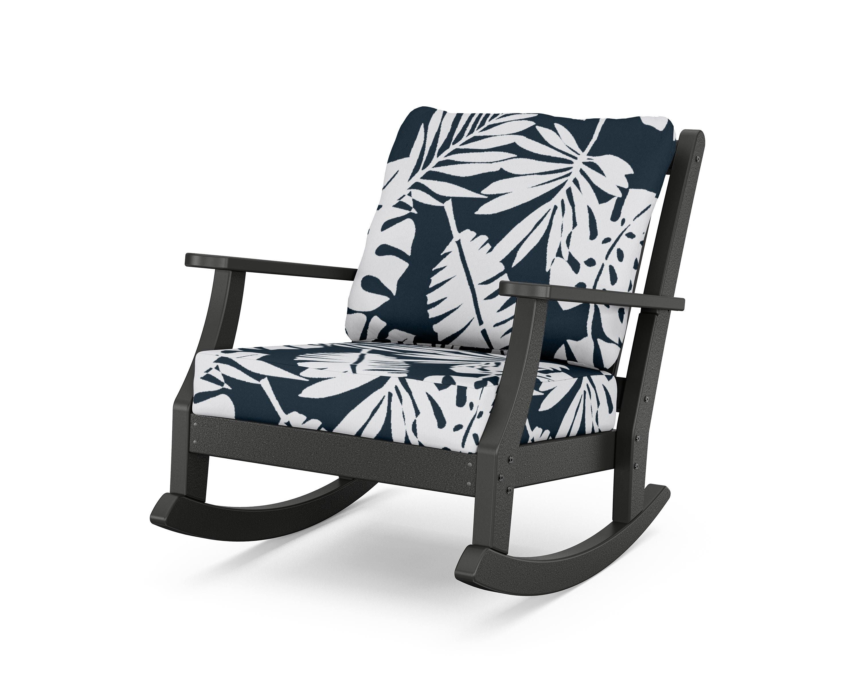 Country Living Wovendale Deep Seating Rocking Chair in Black / Leaf Marine Indigo