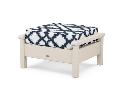 POLYWOOD® Harbour Deep Seating Ottoman in Sand / Trellis Marine Indigo