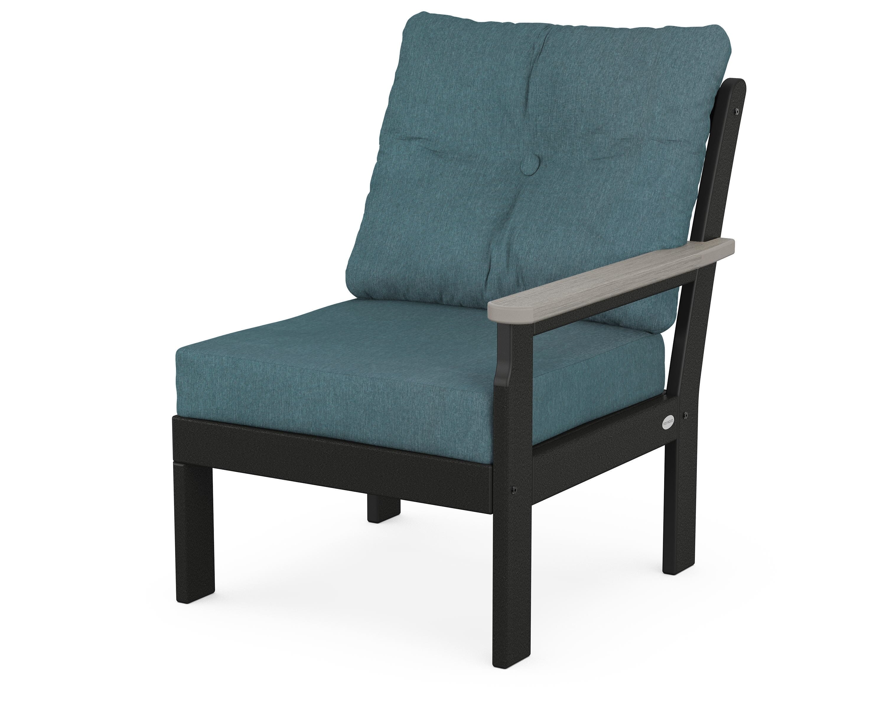 POLYWOOD® Vineyard Modular Right Arm Chair in Black / Driftwood / Ocean Teal