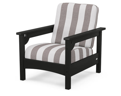 POLYWOOD® Club Chair in Black / Cabana Stripe Grey Mist