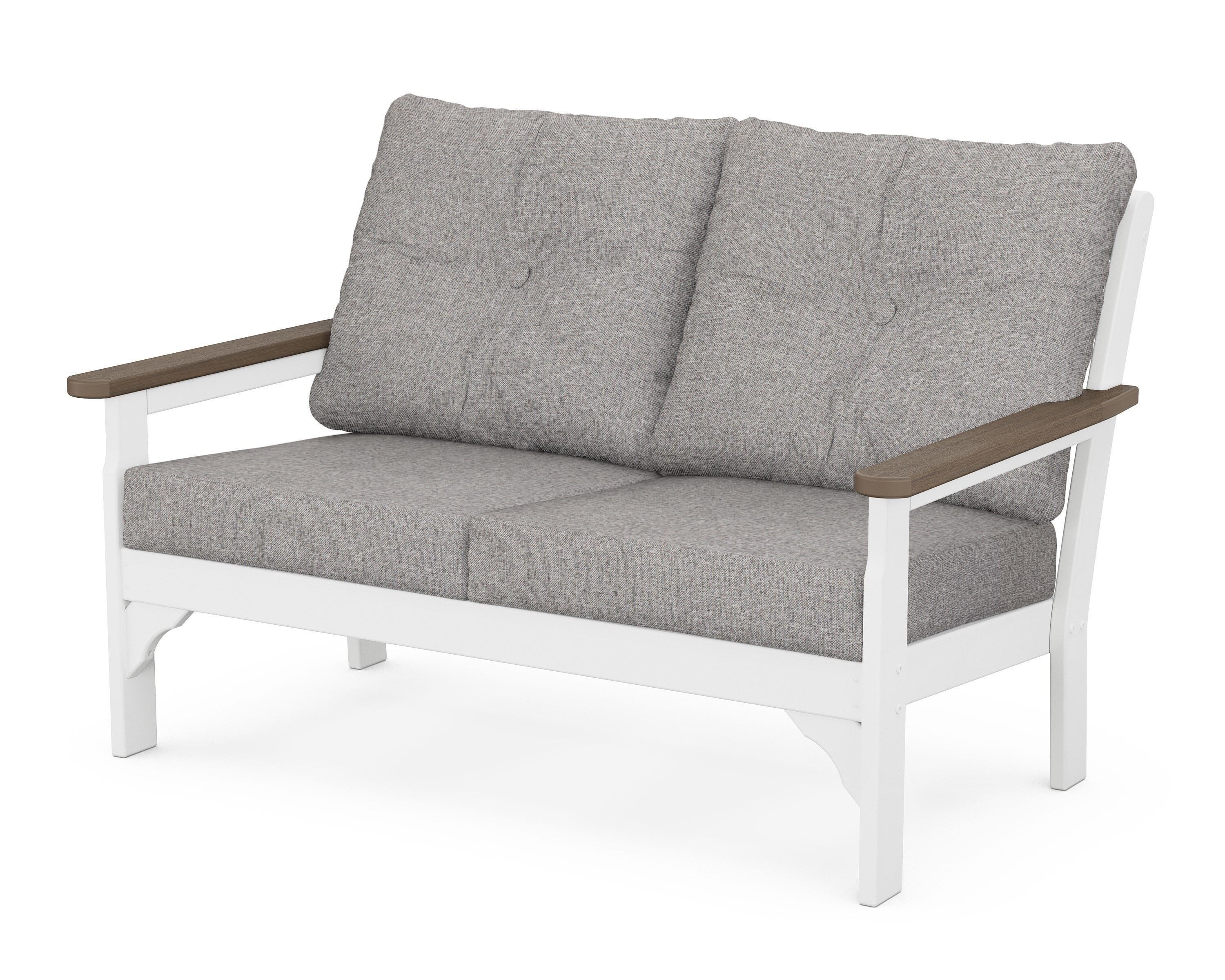 POLYWOOD® Vineyard Deep Seating Loveseat in White / Kona / Grey Mist