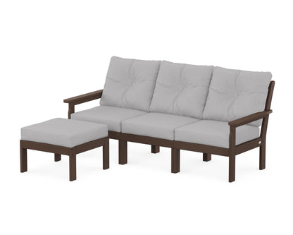 POLYWOOD® Vineyard 4-Piece Sectional with Ottoman in Mahogany / Granite