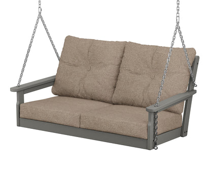 POLYWOOD® Vineyard Deep Seating Swing in Slate Grey / Spiced Burlap