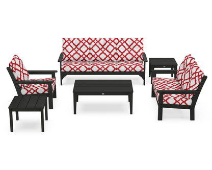 POLYWOOD® Vineyard 6-Piece Deep Seating Set in Black / Trellis Crimson