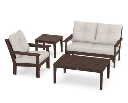 POLYWOOD® Vineyard 4-Piece Deep Seating Set in Mahogany / Cast Ash
