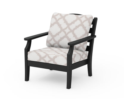 Draper James™ by  POLYWOOD® Savannah Deep Seating Chair in Black / Trellis Dune Burlap