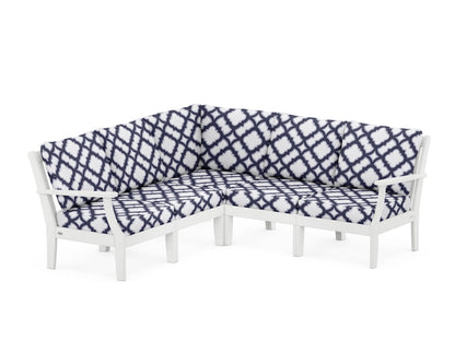 POLYWOOD® Braxton Modular 5-Piece Deep Seating Set in White / Trellis Navy