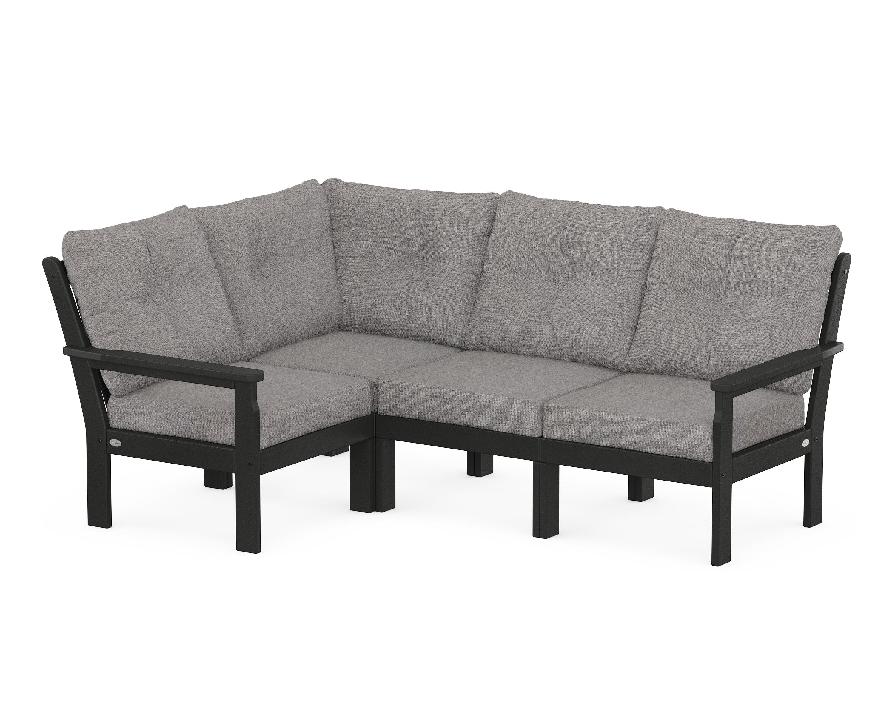 POLYWOOD® Vineyard 4-Piece Sectional in Black / Grey Mist