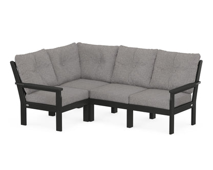 POLYWOOD® Vineyard 4-Piece Sectional in Black / Grey Mist
