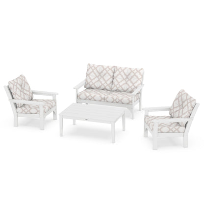 Vineyard 4 Piece Deep Seating Set - White