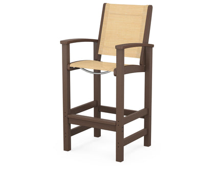 POLYWOOD® Coastal Bar Chair in Mahogany / Dupioni Apricot Sling