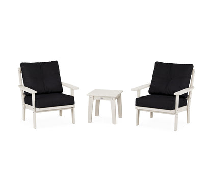POLYWOOD® Oxford 3-Piece Deep Seating Set in Sand / Midnight Linen