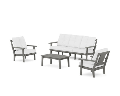 POLYWOOD® Prairie 4-Piece Deep Seating Set with Sofa in Slate Grey / Natural