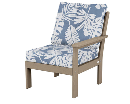 POLYWOOD® Vineyard Modular Right Arm Chair in Vintage Sahara / Leaf Sky Blue